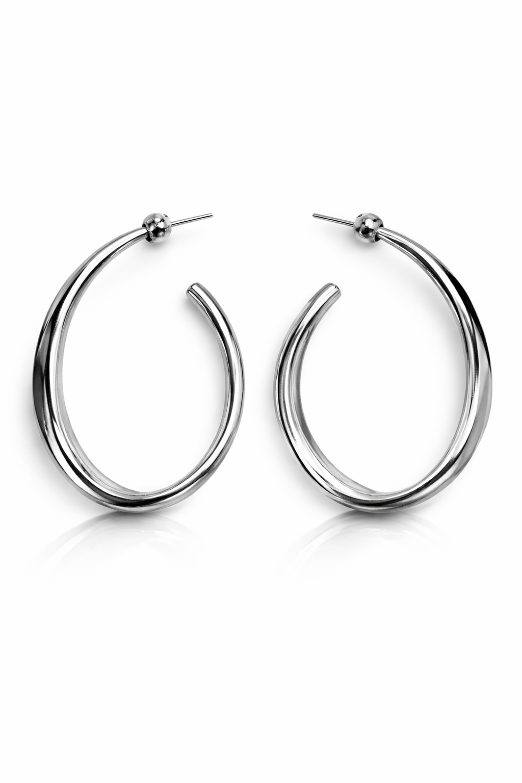 Twisted Silver Hoop Earrings